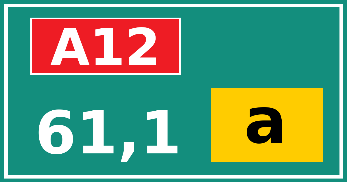 Hectometerbord A12 61,1 letter a
