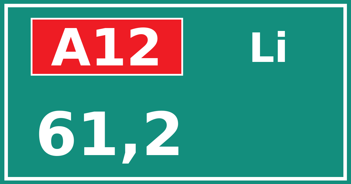 Hectometerbord A12 61,2 zijde Li
