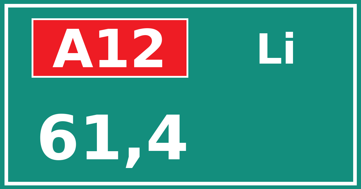 Hectometerbord A12 61,4 zijde Li