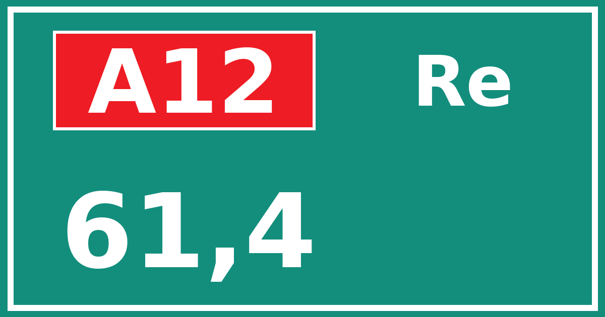 Hectometerbord A12 61,4 zijde Re