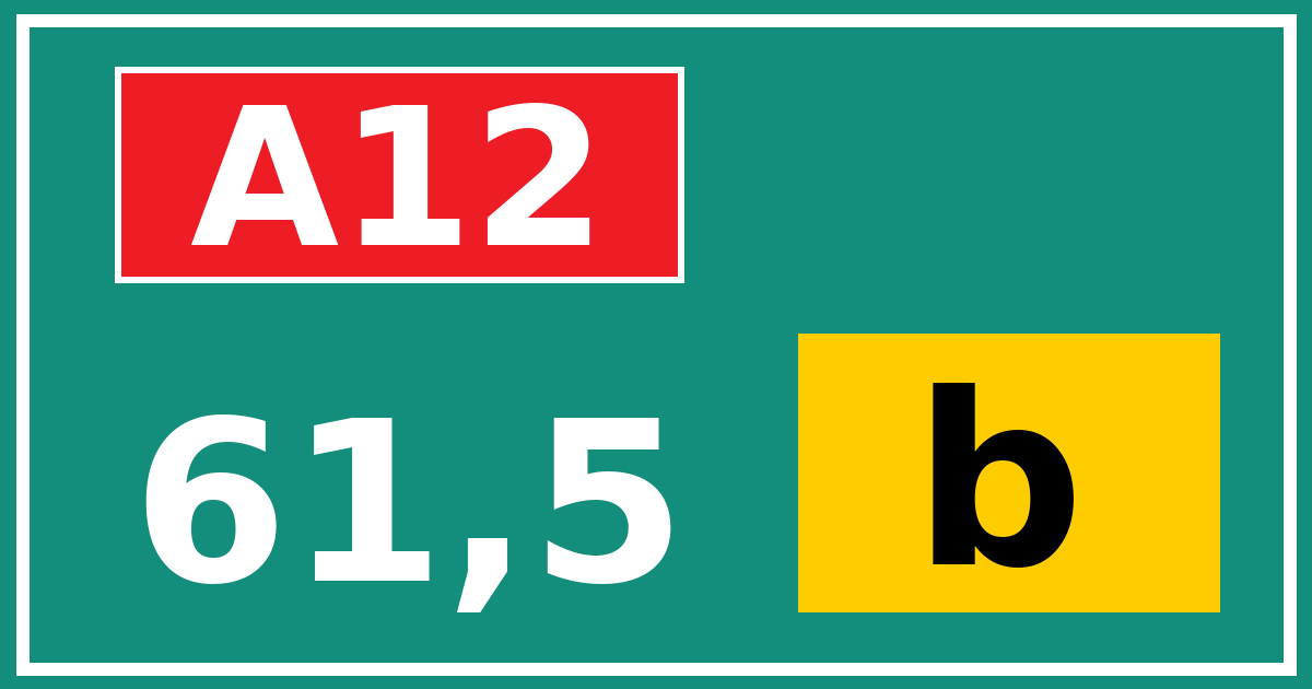 Hectometerbord A12 61,5 letter b