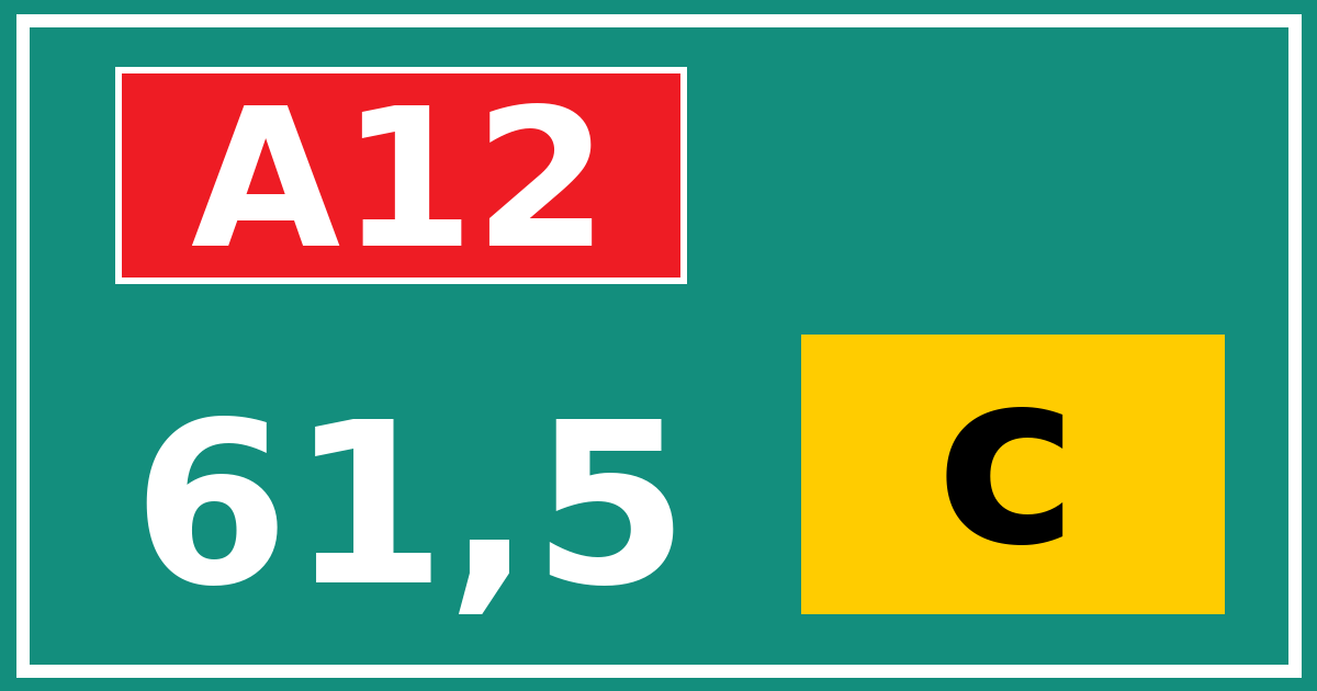 Hectometerbord A12 61,5 letter c