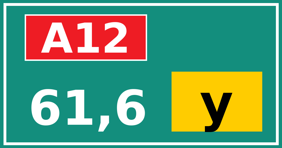 Hectometerbord A12 61,6 letter y