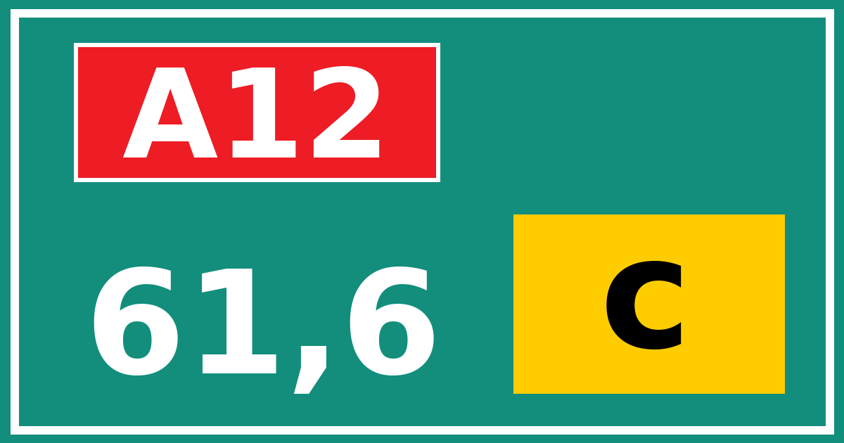 Hectometerbord A12 61,6 letter c