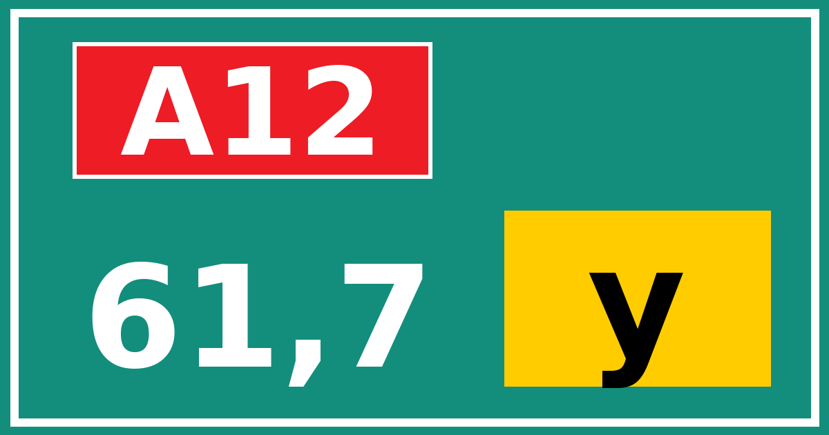 Hectometerbord A12 61,7 letter y