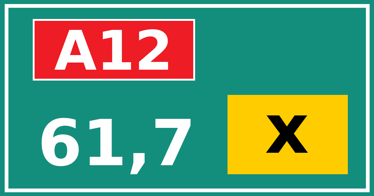 Hectometerbord A12 61,7 letter x