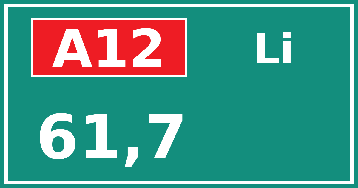 Hectometerbord A12 61,7 zijde Li