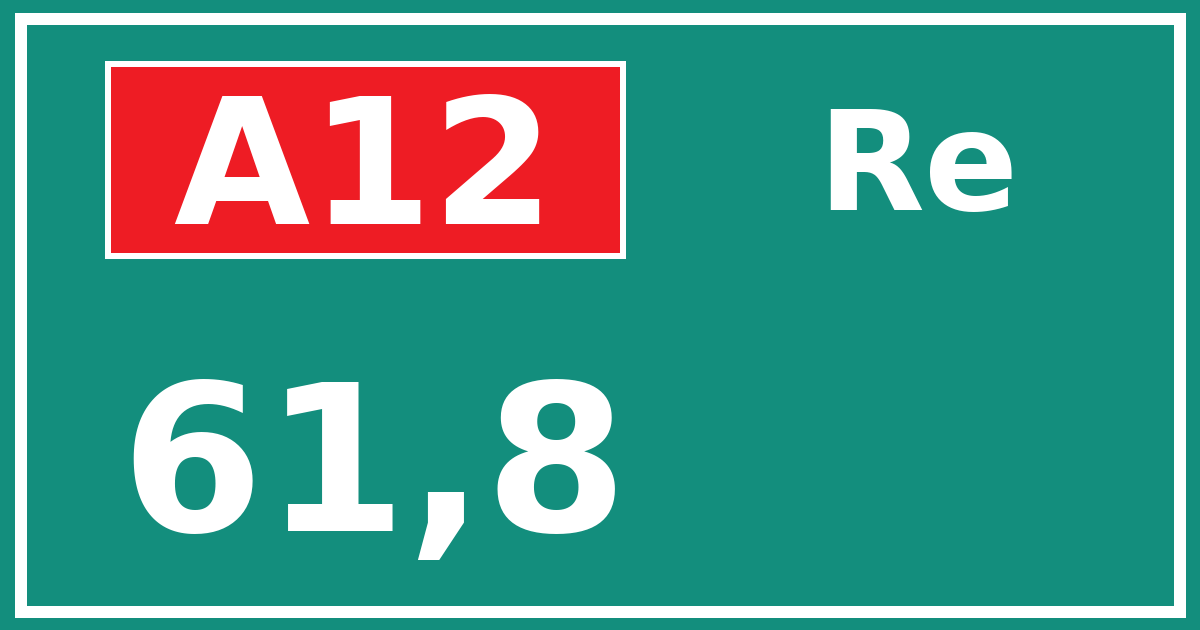 Hectometerbord A12 61,8 zijde Re