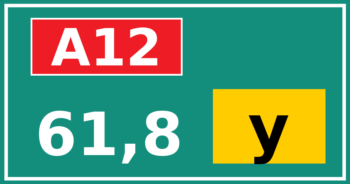 Hectometerbord A12 61,8 letter y