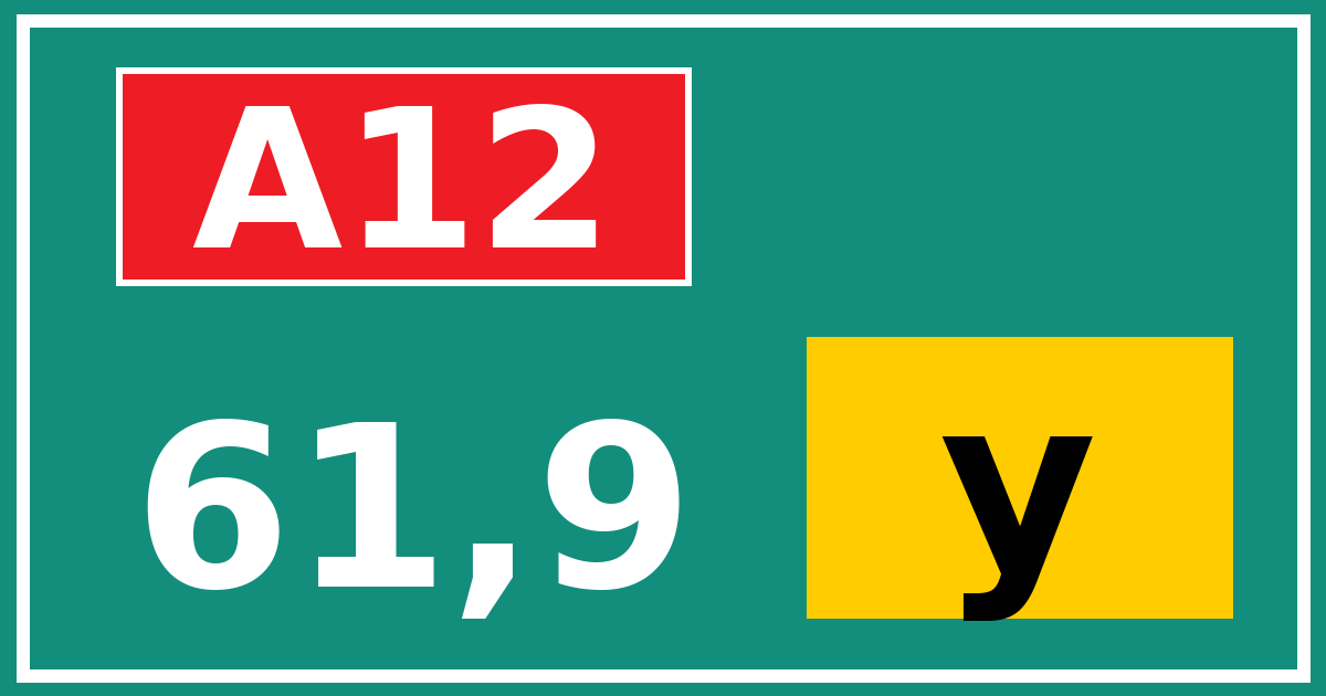 Hectometerbord A12 61,9 letter y