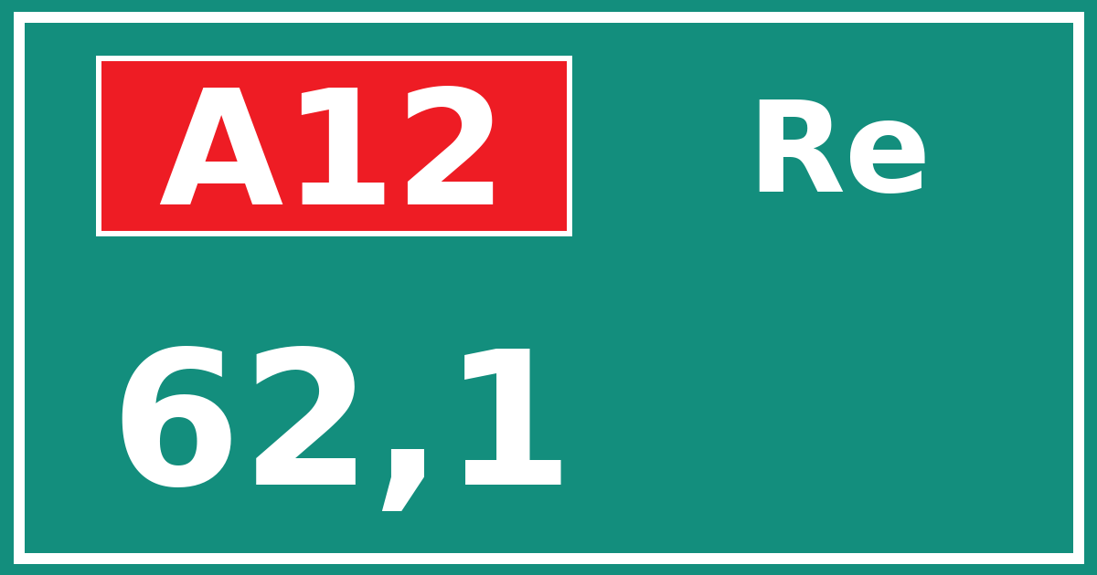 Hectometerbord A12 62,1 zijde Re