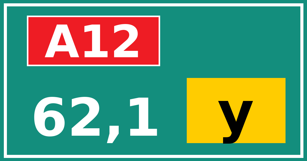 Hectometerbord A12 62,1 letter y