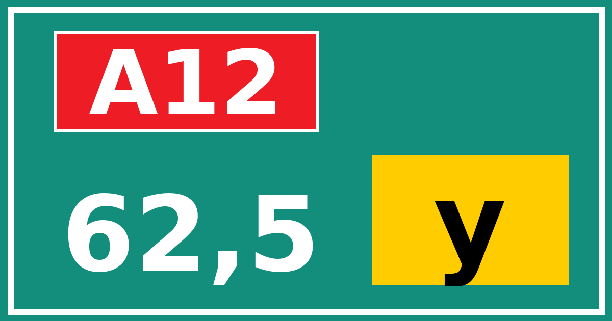 Hectometerbord A12 62,5 letter y