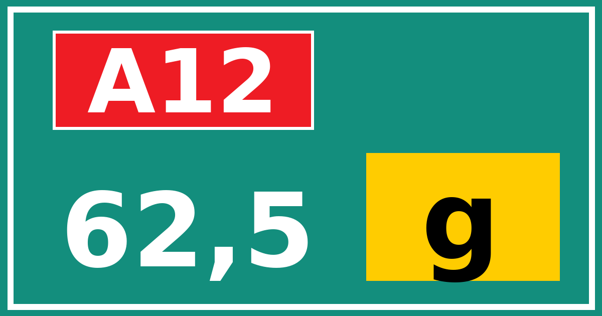 Hectometerbord A12 62,5 letter g