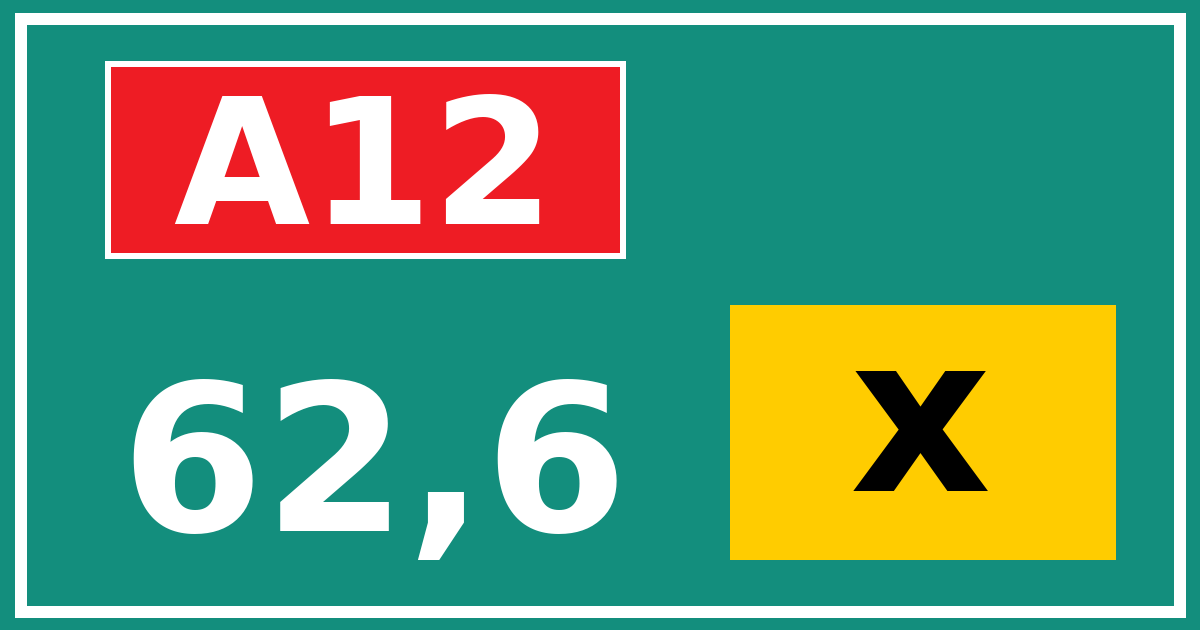 Hectometerbord A12 62,6 letter x