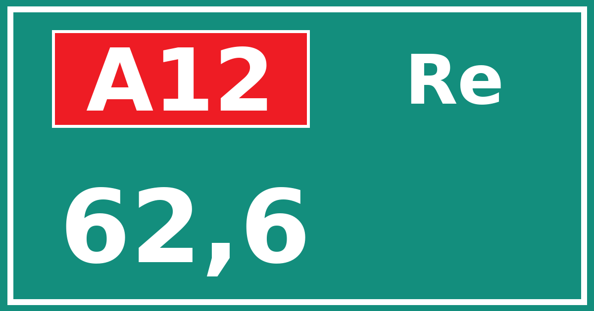 Hectometerbord A12 62,6 zijde Re