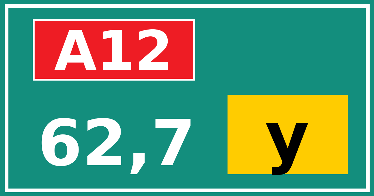 Hectometerbord A12 62,7 letter y