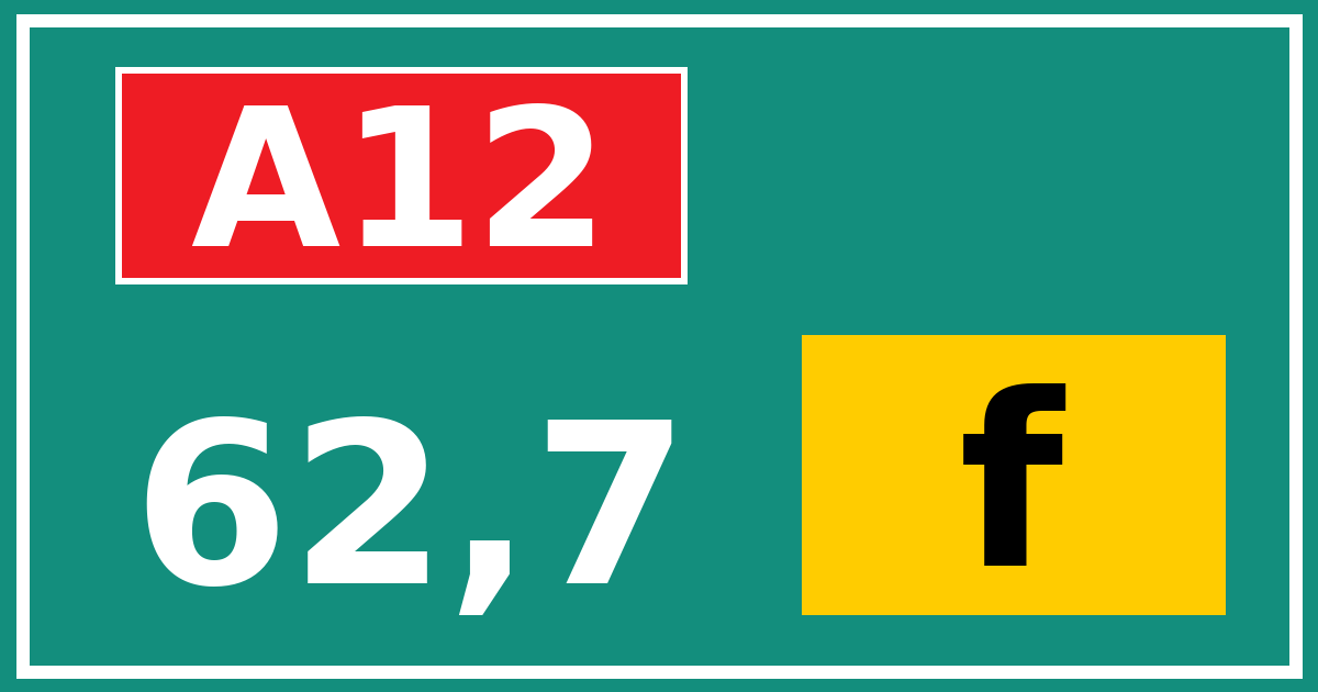 Hectometerbord A12 62,7 letter f