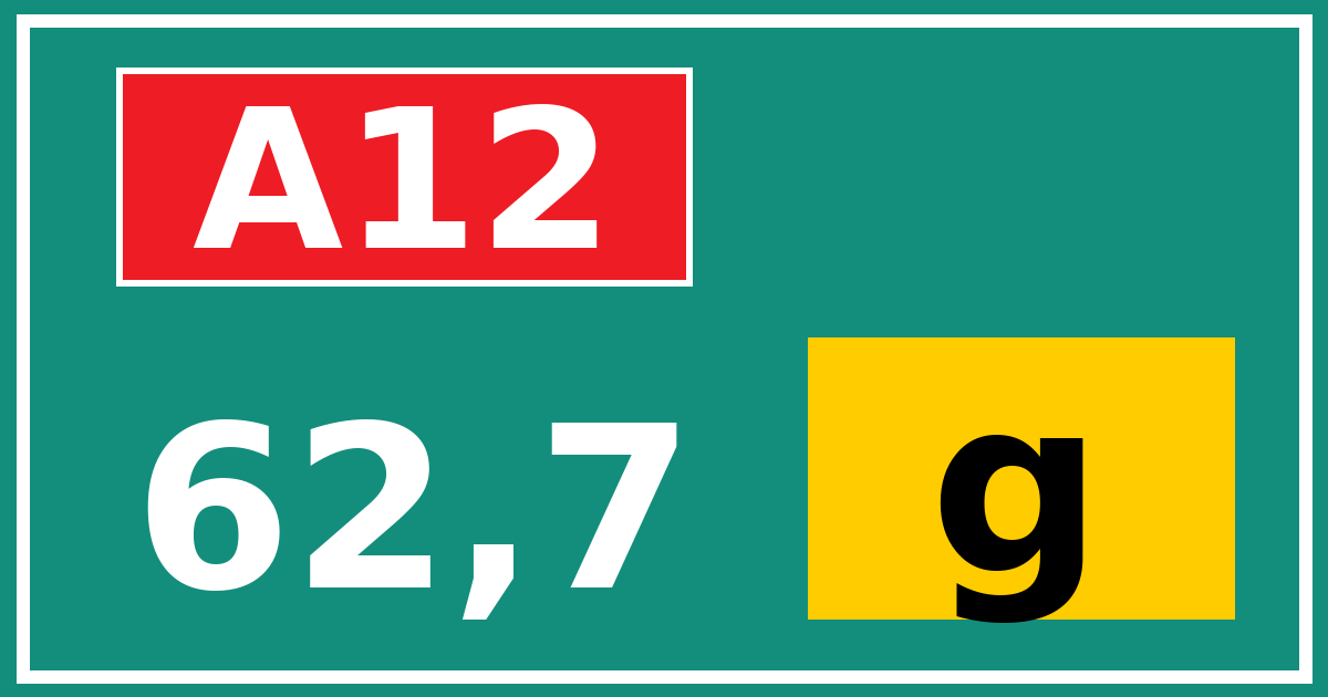 Hectometerbord A12 62,7 letter g