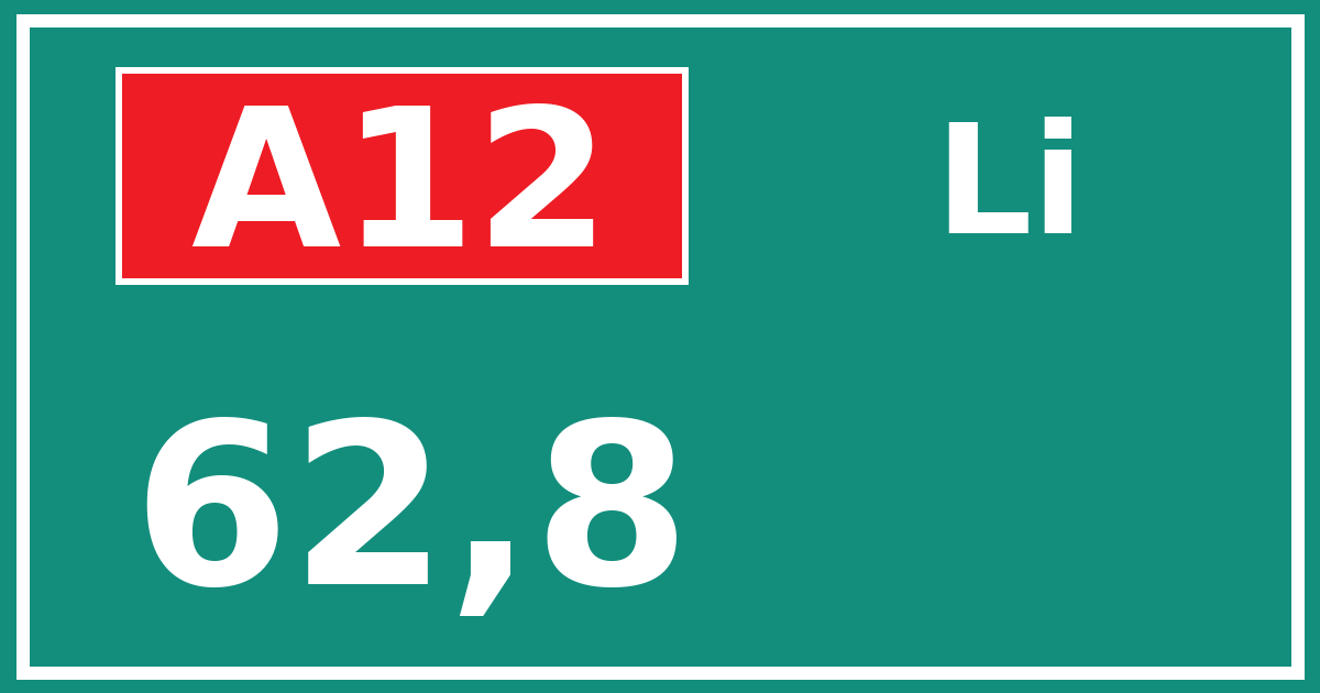 Hectometerbord A12 62,8 zijde Li