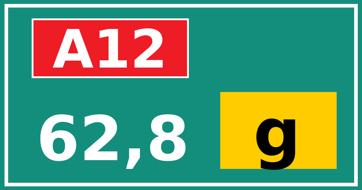 Hectometerbord A12 62,8 letter g
