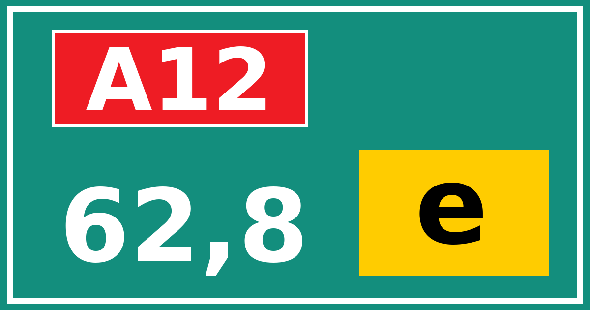 Hectometerbord A12 62,8 letter e