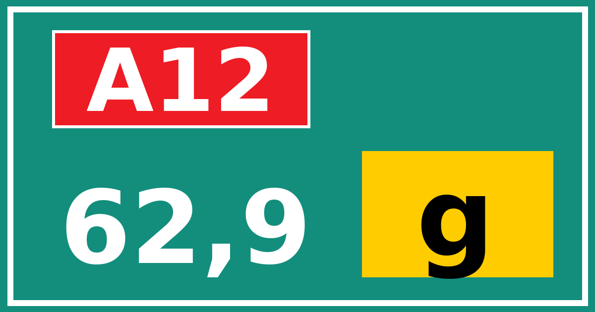 Hectometerbord A12 62,9 letter g