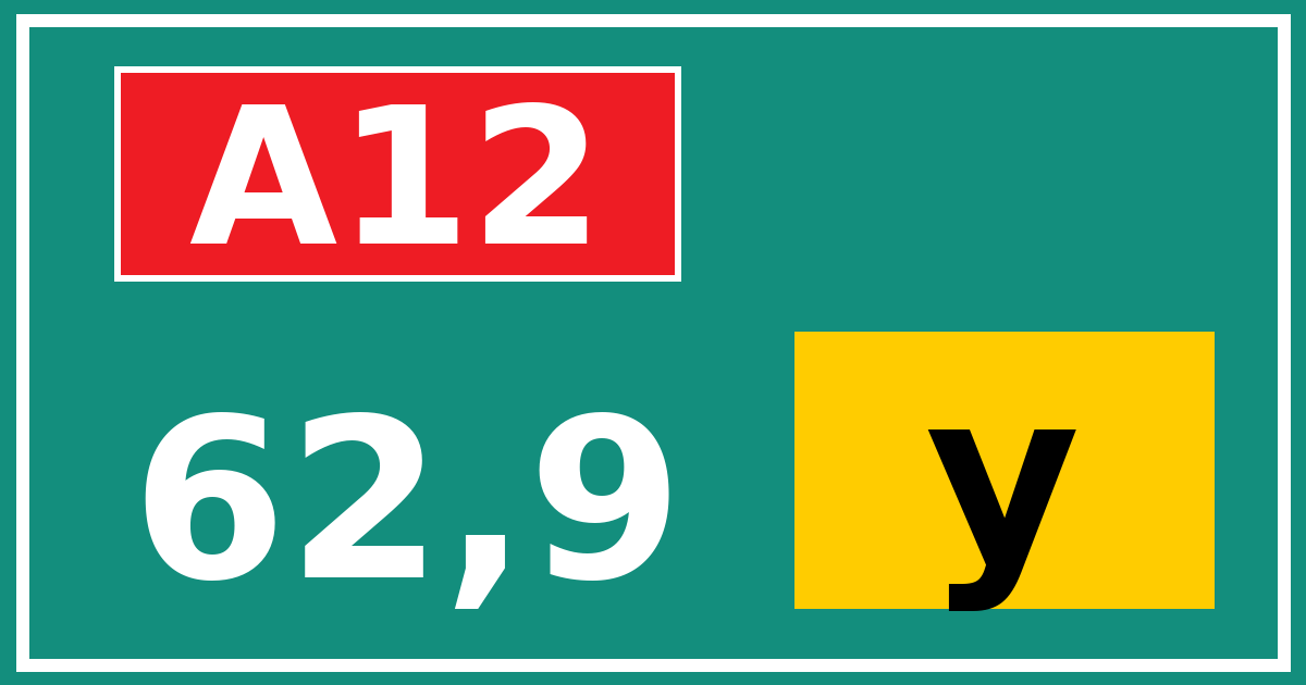 Hectometerbord A12 62,9 letter y