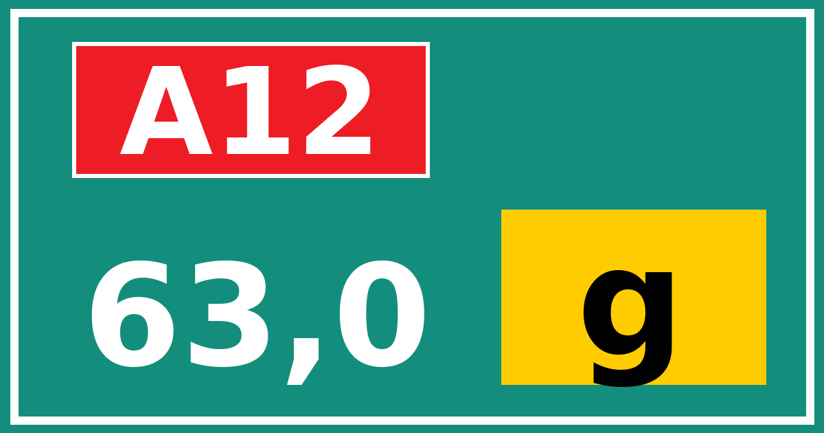Hectometerbord A12 63,0 letter g
