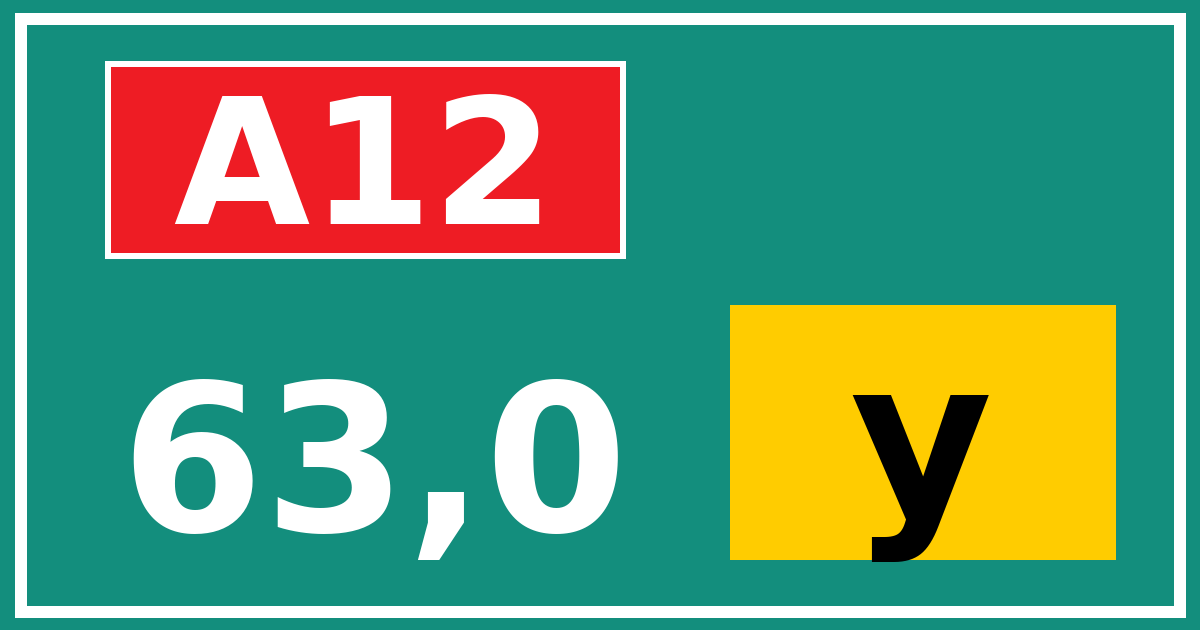Hectometerbord A12 63,0 letter y
