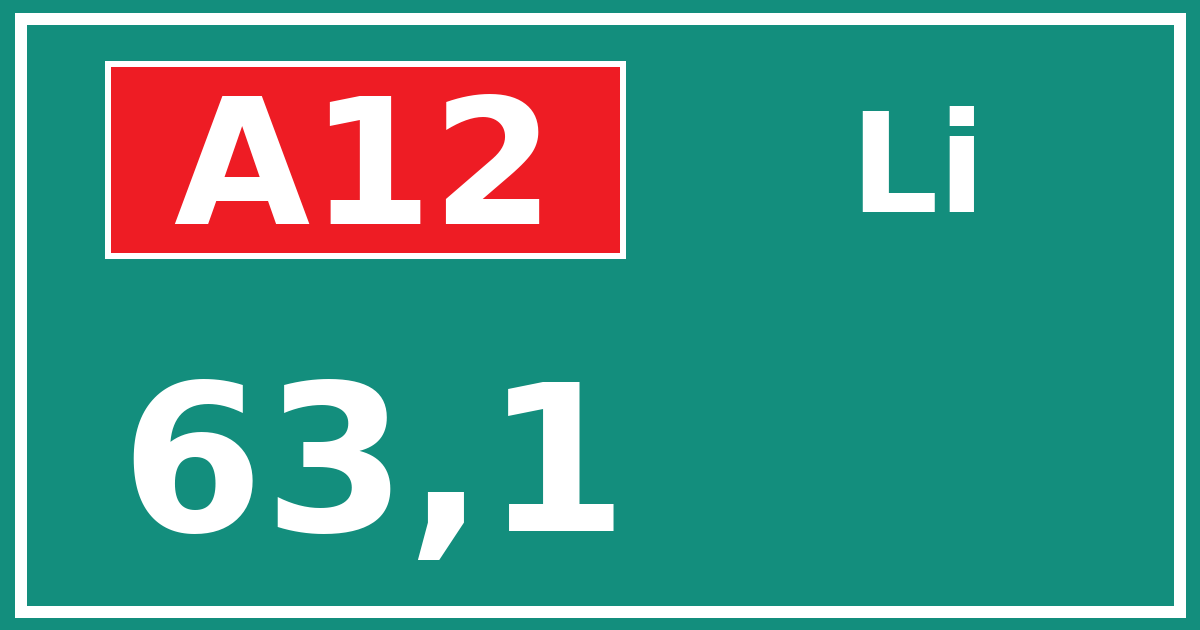 Hectometerbord A12 63,1 zijde Li