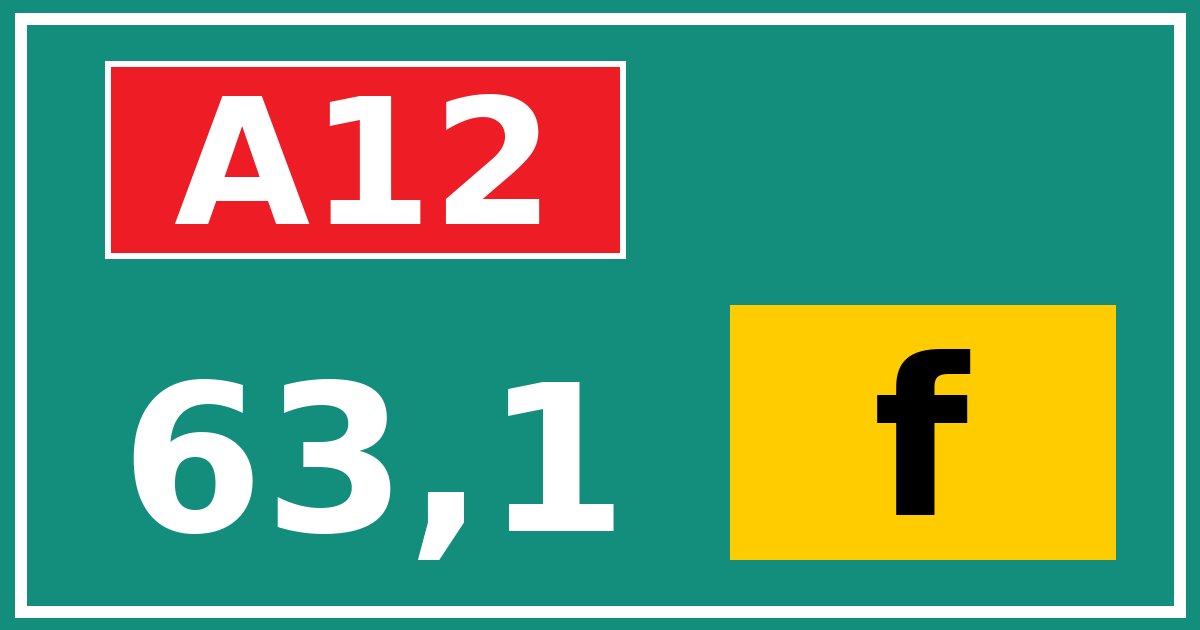 Hectometerbord A12 63,1 letter f