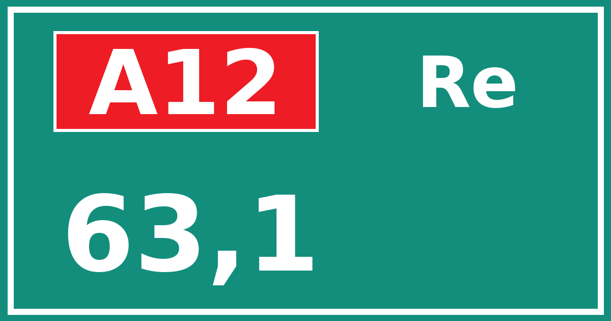 Hectometerbord A12 63,1 zijde Re