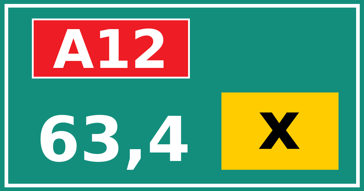 Hectometerbord A12 63,4 letter x