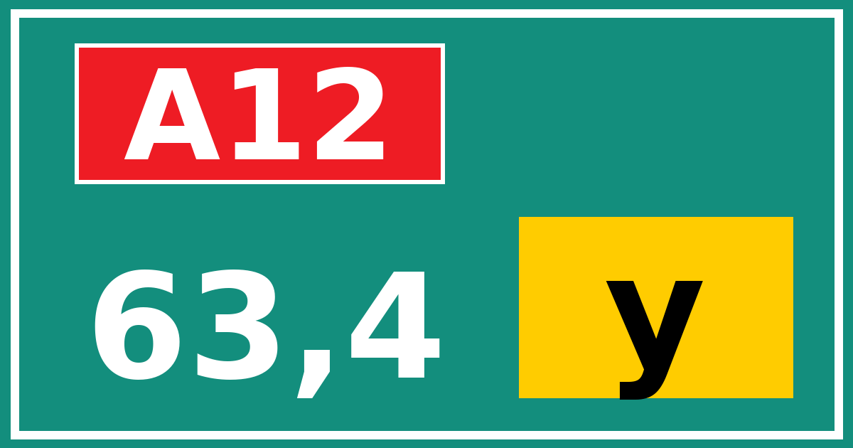 Hectometerbord A12 63,4 letter y