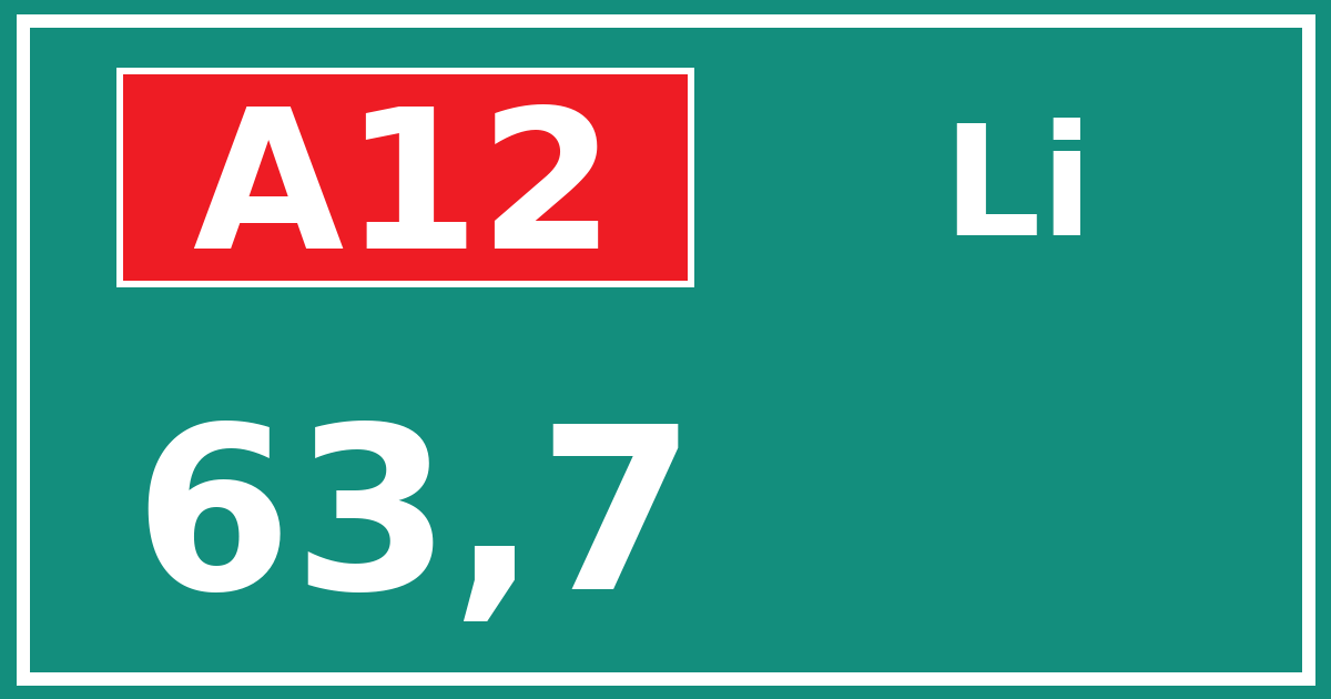 Hectometerbord A12 63,7 zijde Li
