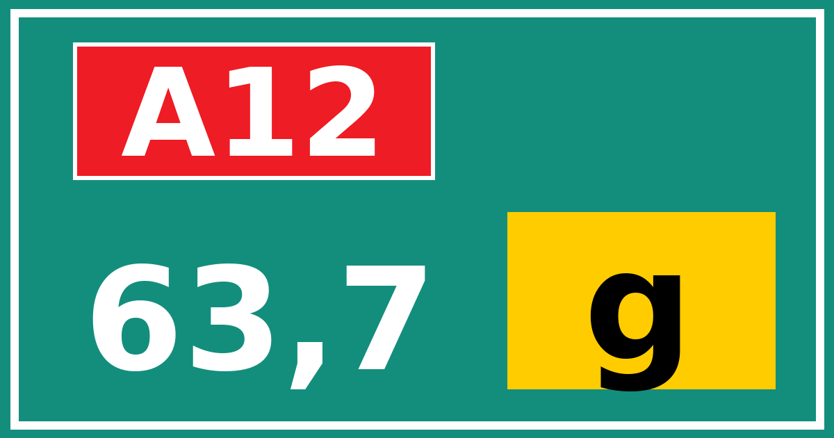 Hectometerbord A12 63,7 letter g