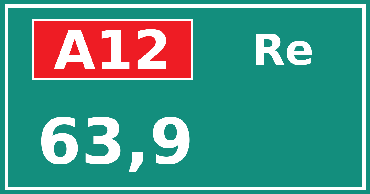 Hectometerbord A12 63,9 zijde Re