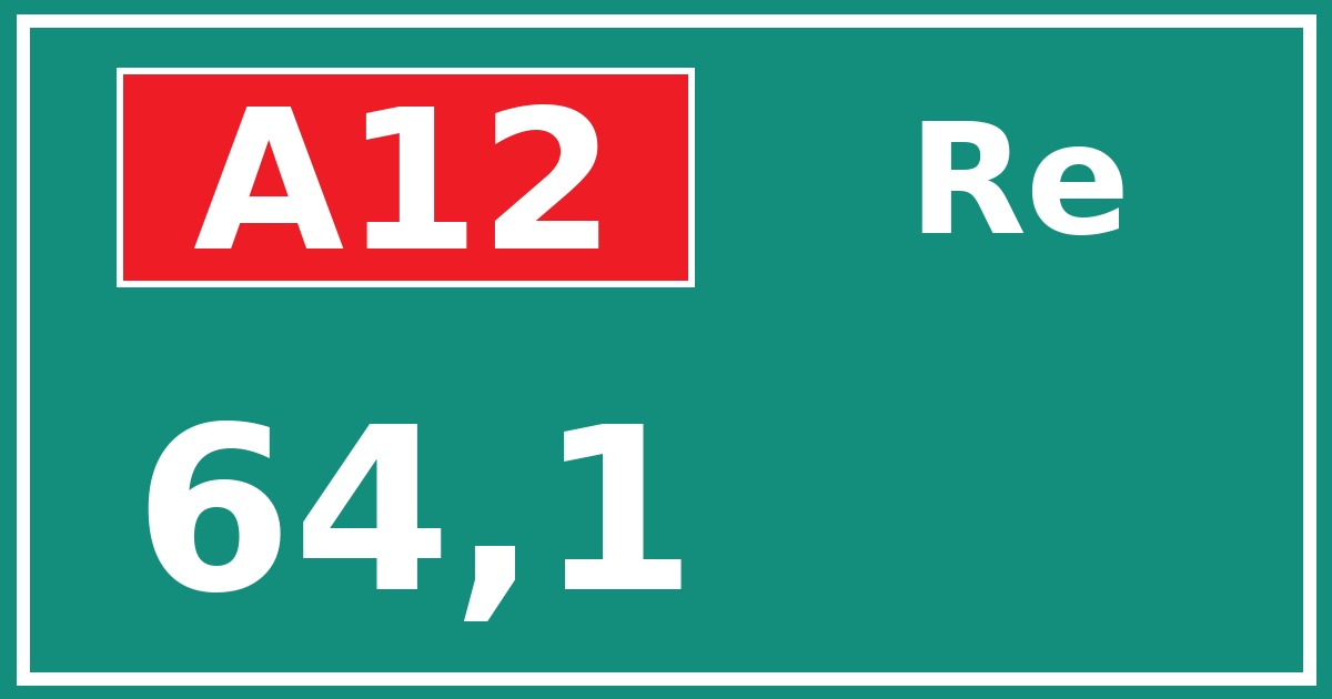 Hectometerbord A12 64,1 zijde Re