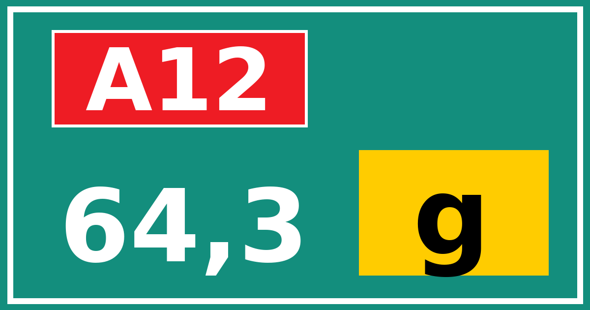 Hectometerbord A12 64,3 letter g