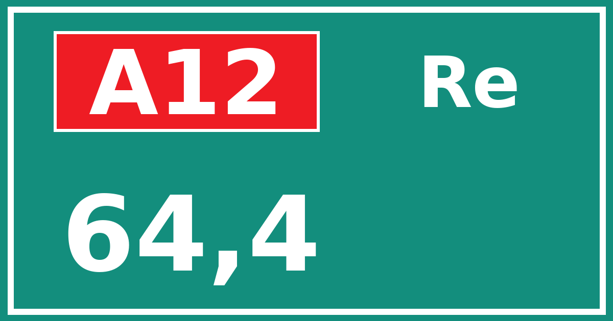 Hectometerbord A12 64,4 zijde Re