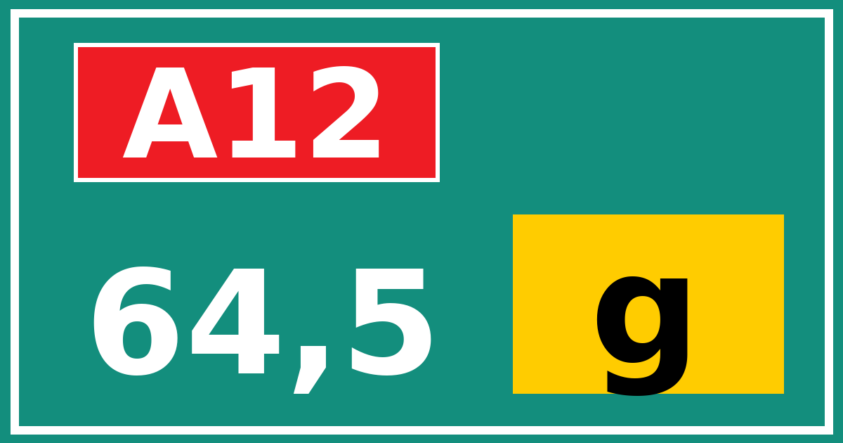 Hectometerbord A12 64,5 letter g