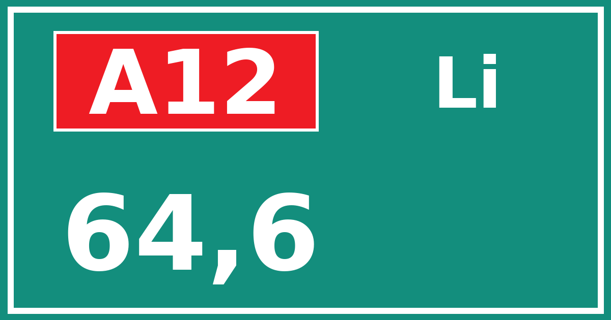 Hectometerbord A12 64,6 zijde Li