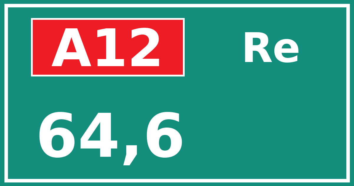 Hectometerbord A12 64,6 zijde Re