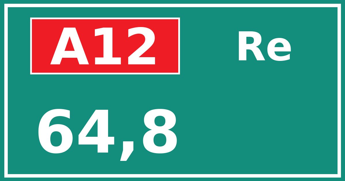Hectometerbord A12 64,8 zijde Re