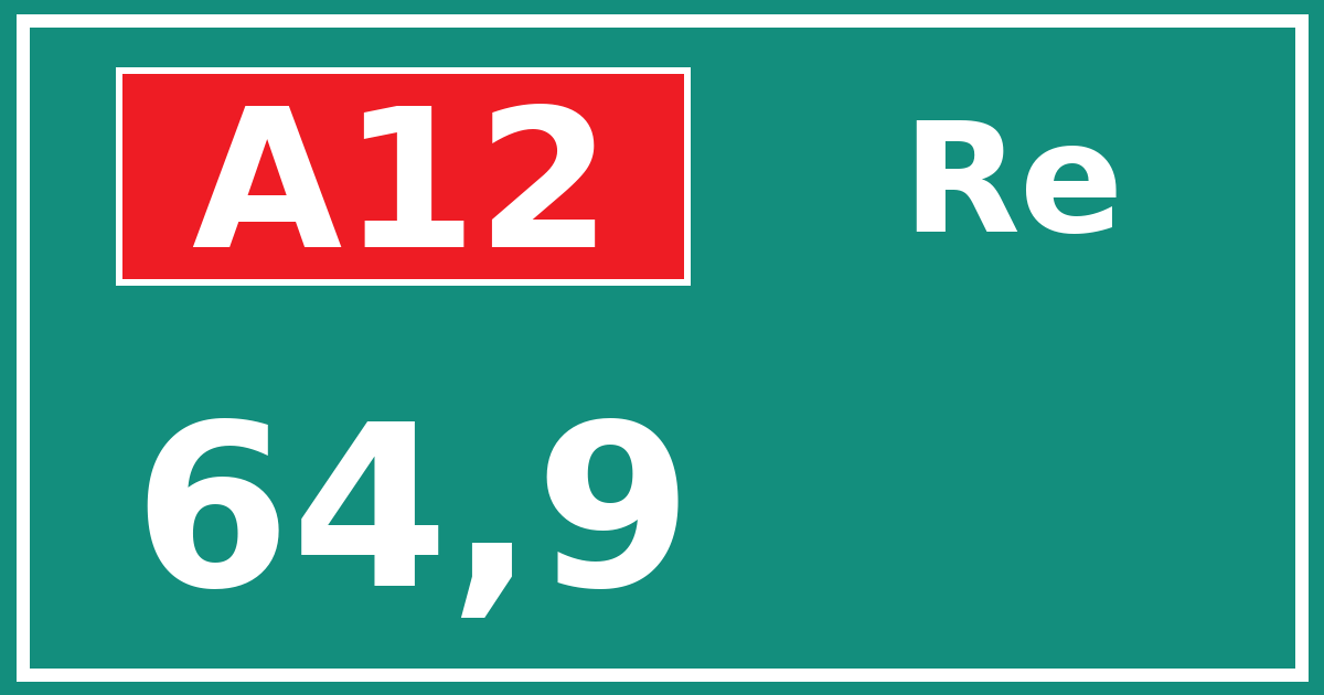 Hectometerbord A12 64,9 zijde Re