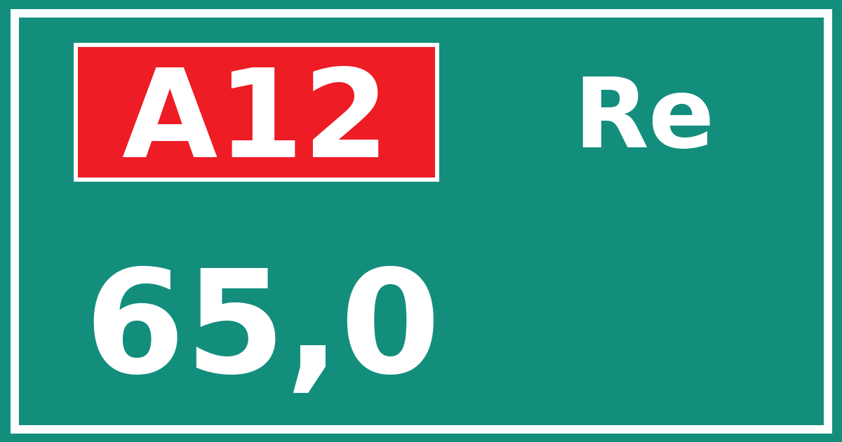 Hectometerbord A12 65,0 zijde Re