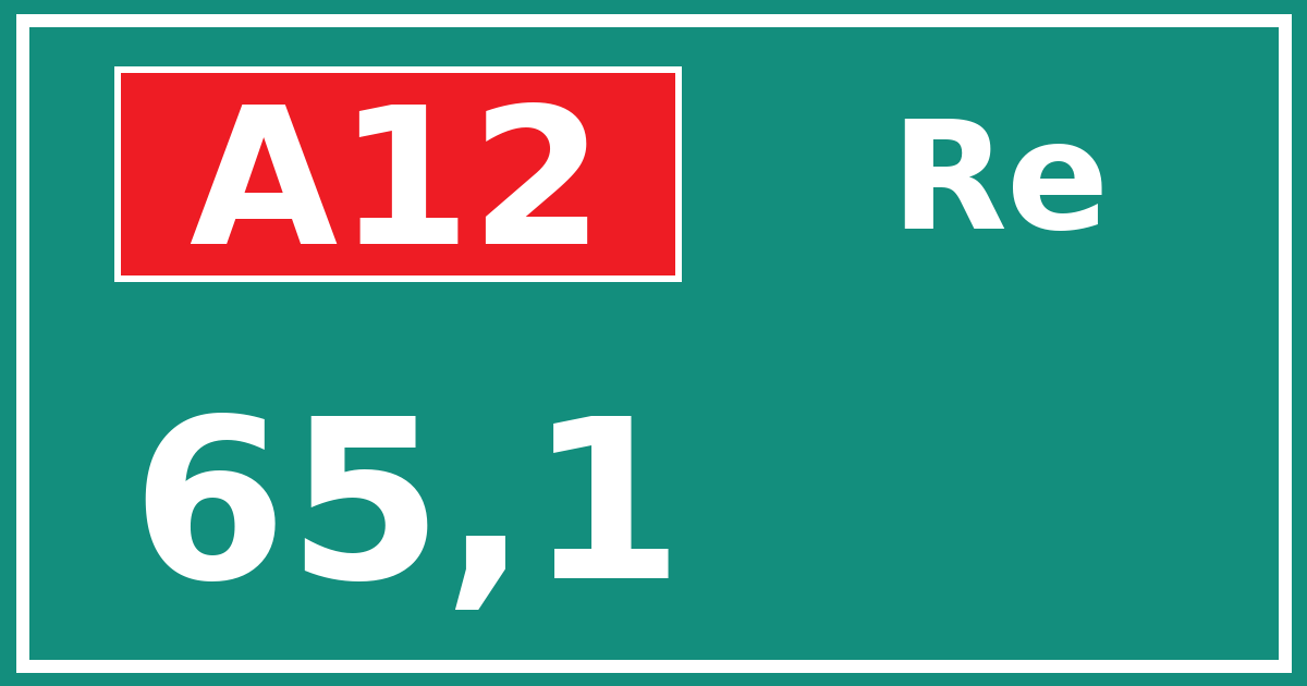 Hectometerbord A12 65,1 zijde Re