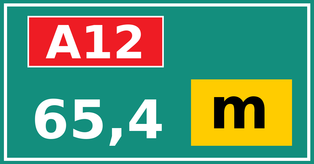 Hectometerbord A12 65,4 letter m