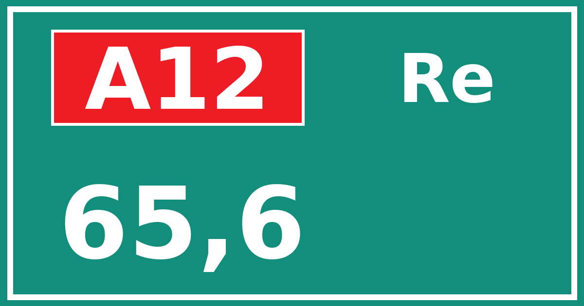 Hectometerbord A12 65,6 zijde Re